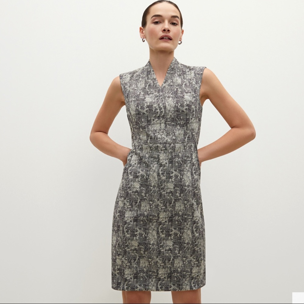 MM.LaFleur Textured Gray Sheath Dress